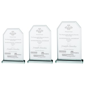 EXECUTIVE JADE GLASS CRYSTAL AWARD - 145MM - AVAILABLE IN 3 SIZES